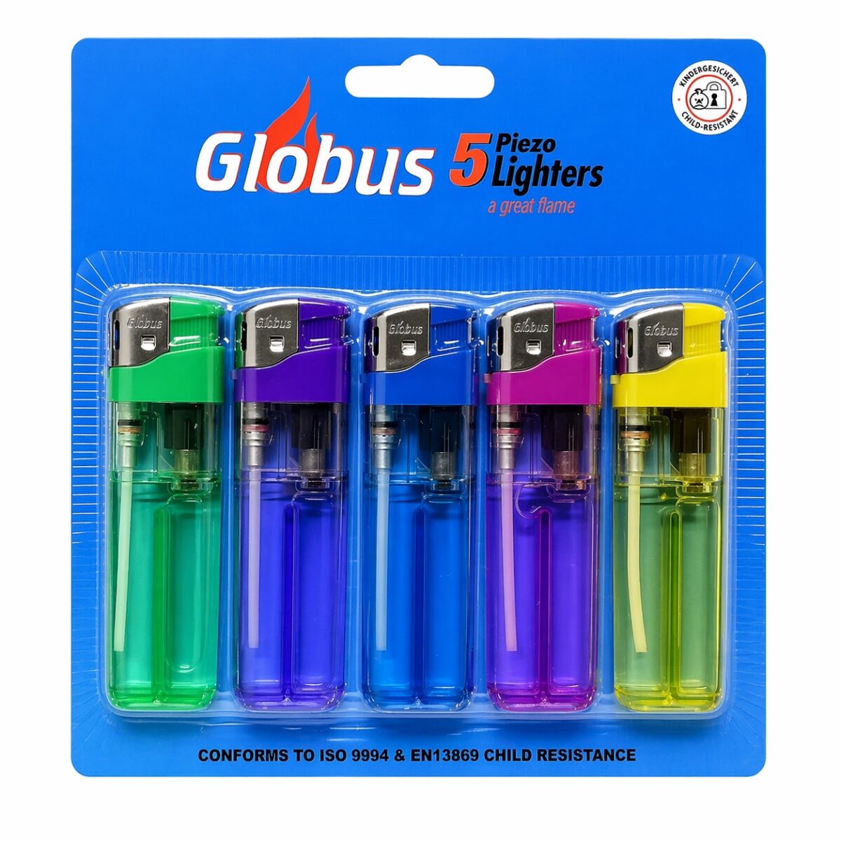 dy5815 Зажигалка пьезо многоразовая globus crystal 8,22 см блистер 5 шт