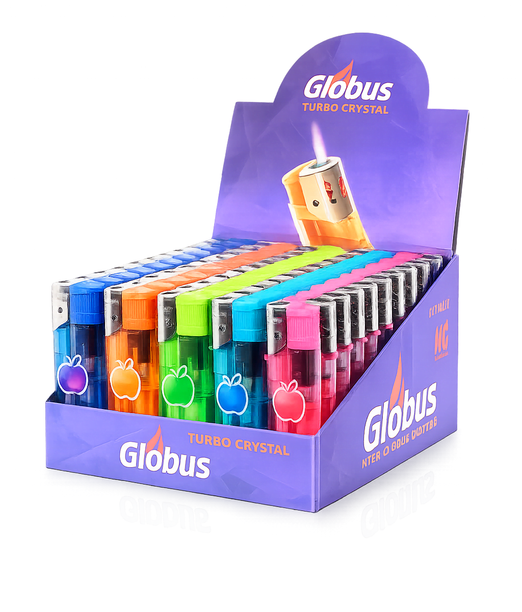 dyf002 ЗАЖИГАЛКА ПЬЕЗО С ТУРБИРОВАННЫМ ПЛАМЕНЕМ globus turbo crystal МНОГОРАЗОВАЯ, 7.8 см