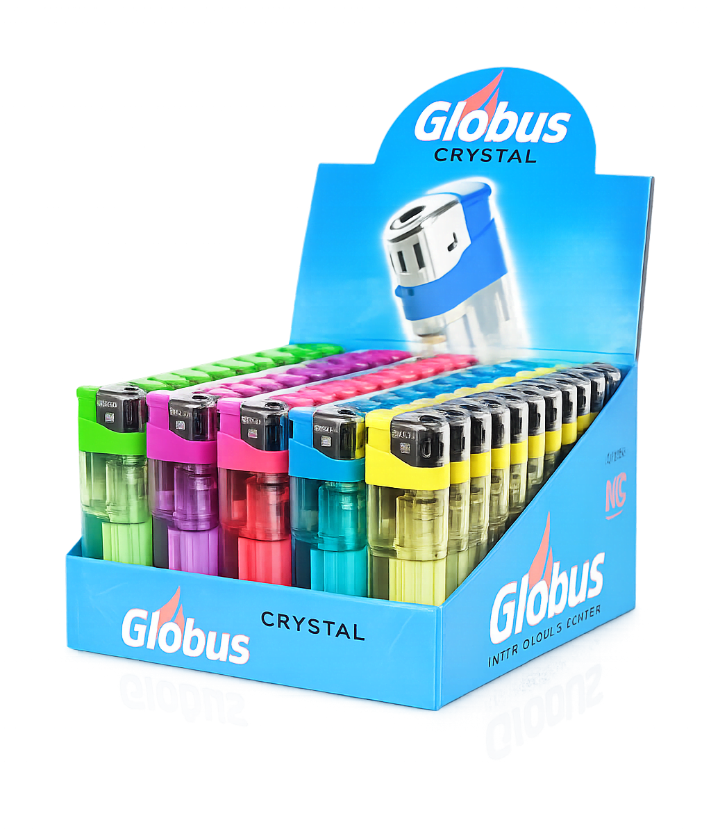 dy581 ЗАЖИГАЛКА ПЬЕЗО globus crystal МНОГОРАЗОВАЯ, 8.25 см